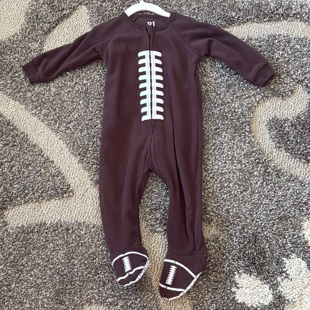 The Childrens Place Baby Boy Fall Football Halloween Footed Pajamas Lot 2 Pack